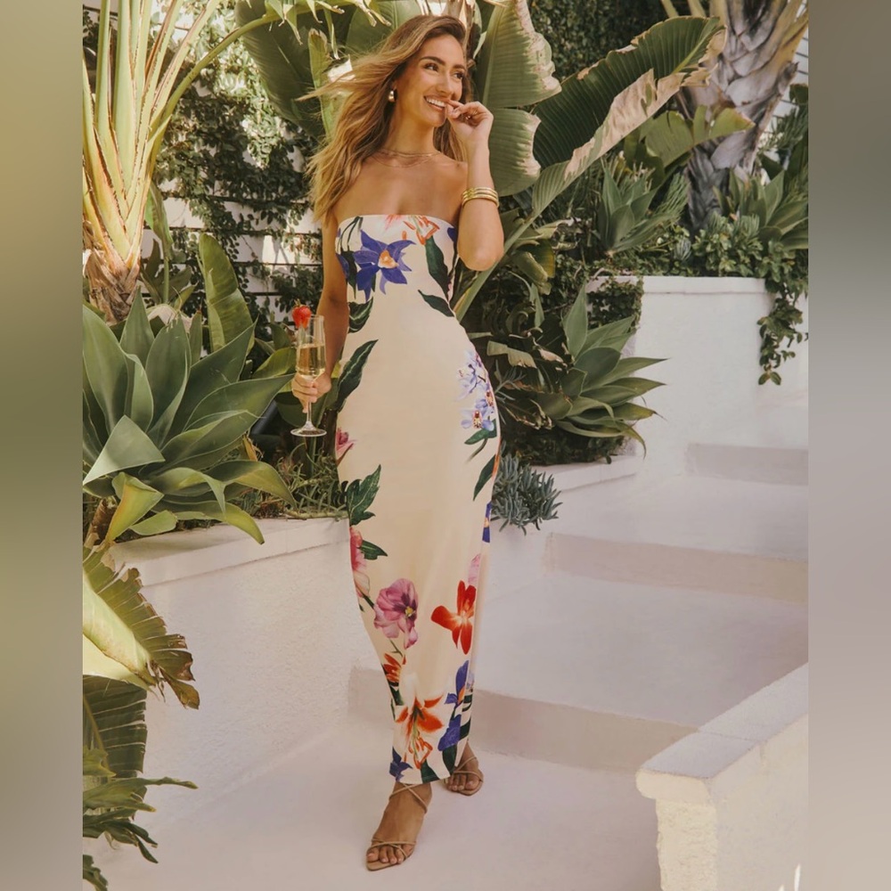 Floral Strapless Maxi Dress